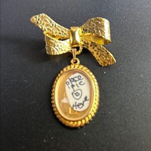 Gold Bow Photo Pendant